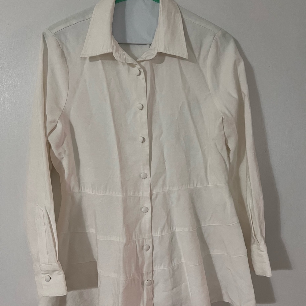 Cream Button-Up Long Sleeve Shirt